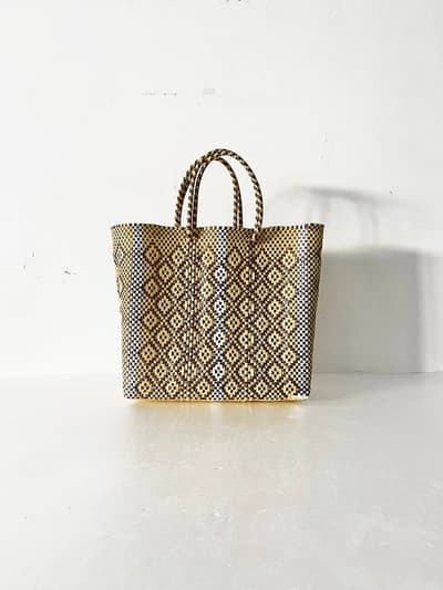 【美品】メルカドバッグ　トートバッグ　マスタード・ホワイト・ブラウン 画像1