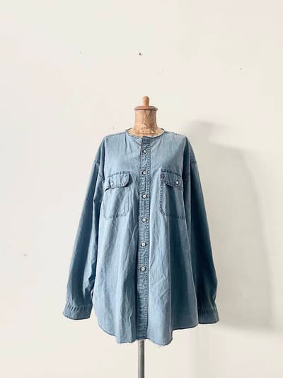 【Men's】JUMPIN JAP FLASH　リメイクデニムノーカラーシャツ 画像1