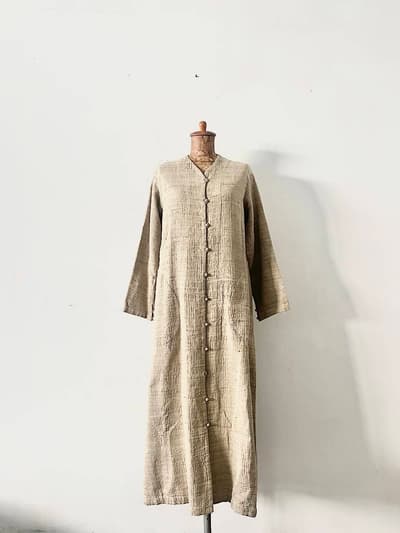 Maki Textile Studio　シルクコート　ロングシャツワンピース 画像1