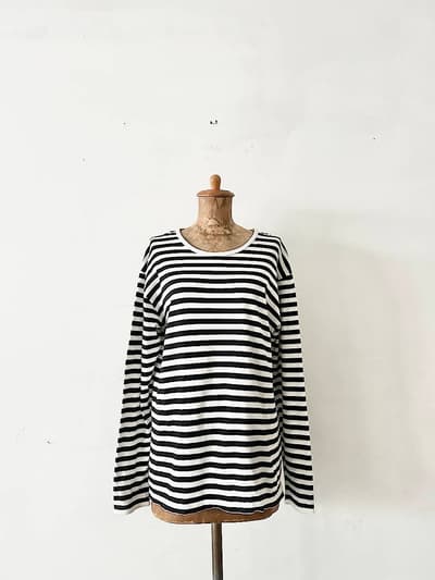marimekko　ボーダーカットソー　ブラック・ホワイト　サイズМ 画像1