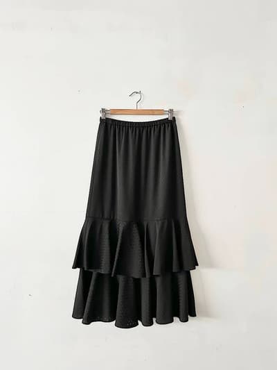 UNITED ARROWS　ジャカードフレアマーメイドマキシスカート　黒　M 画像1