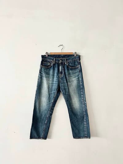 DEEP BLUE　色落ちインディゴデニムパンツ　サイズL 画像1