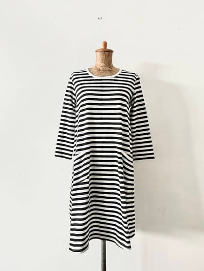 marimekko　ボーダーカットソーワンピース　白黒　サイズM 画像1