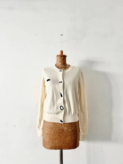 peu pres　物欲刺繍カーディガン　カシミヤ混　フリーサイズ 画像1
