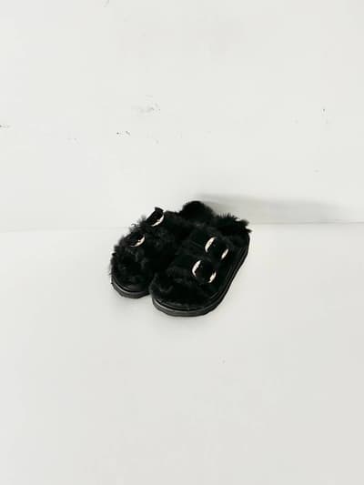 【未使用】MOHI...　2ストラップ ムートンサンダル　ブラック 画像1