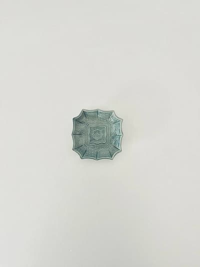 【和骨董】珉平焼　小皿 角皿　青　淡路焼 4 画像1