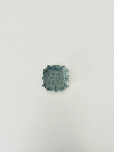 【和骨董】珉平焼　小皿 角皿　青　淡路焼 5 画像1