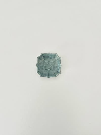 【和骨董】珉平焼　小皿 角皿　青　淡路焼 6 画像1