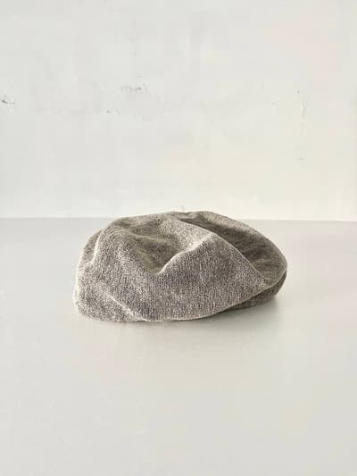 45R　コットンニット　ベレー帽　　グレー　 画像1