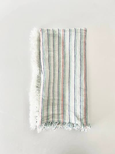 【美品】ASAUCE MELER 　大判リネン ストール　ストライプ 画像1