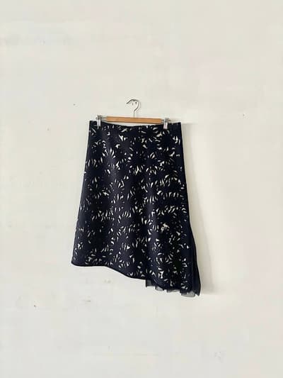 【美品】mina perhonen　flicker　ウールラップレイドスカート 　サイズ36　　 画像1