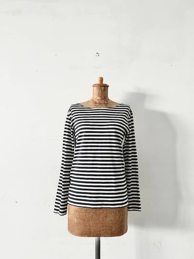 MARGARET HOWELL　ボーダーカットソー　白　ネイビー　サイズ2　コットン　 画像1