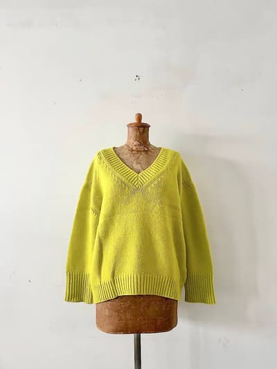 GALERIE VIE　Vネックセーター　Sサイズ　ライムグリーン 画像1