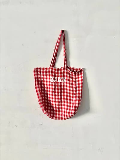 LONGTRACKFOODS　DAIRY 　リネンギンガムトートバッグ　 画像1