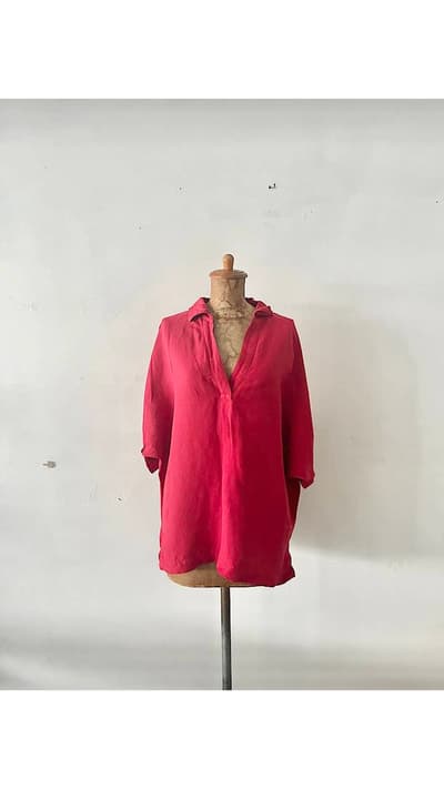 【美品】Traditional Weatherwear　リネンレーヨンシャツ　赤  画像1