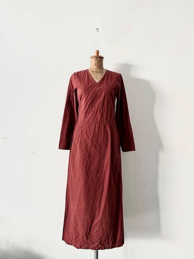 【美品】kitta　草木染め　ロングワンピース　カシュクール　茜　 画像1