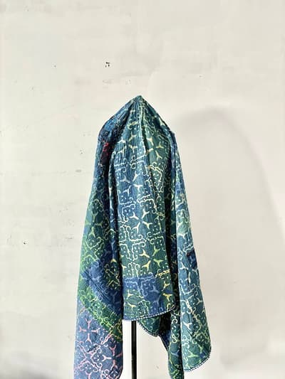 【美品】インド　ヴィンテージ　ラリーキルト　カンタ刺繍　バティック　刺し子　220・150　 画像1