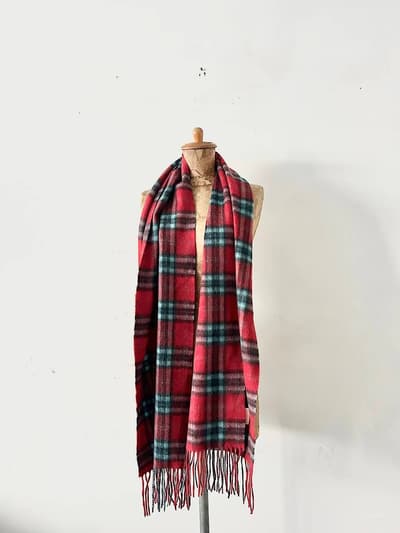 MORRIS＆SONS　カシミヤマフラー　チェック柄 画像1