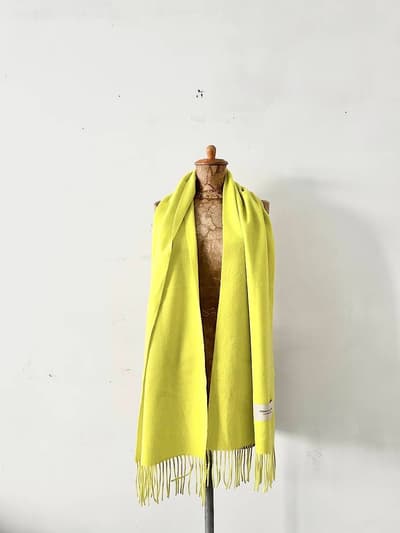 MORRIS＆SONS　カシミヤマフラー　イエローグリーン 画像1