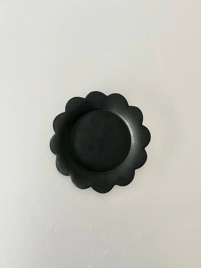 【美品】加藤益造　黒花プレート　１ 画像1