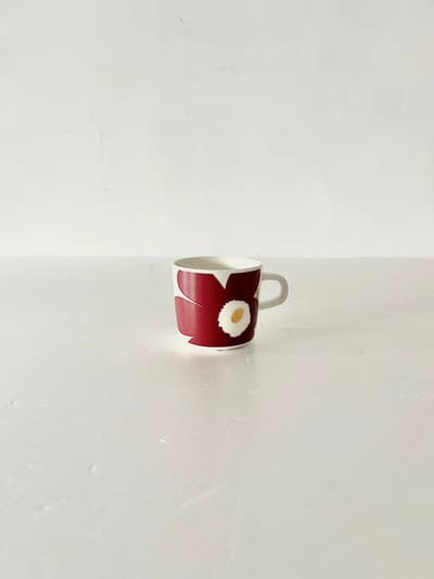 【美品】北欧　marimekko　JUHLA UNIKKO　ワインレッド　コーヒーカップ 画像1