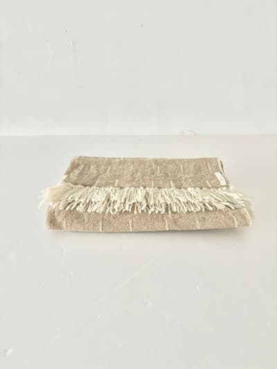 【美品】MAKI TEXTILE STUDIO　ganga　ウールストール　フリンジ　 画像1