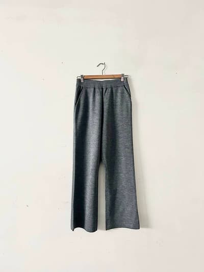 【美品】SLOBE IENA　ウォッシャブルミラノリブニットパンツ　グレー　38 画像1