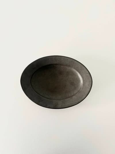 【美品】Awabi wear　黒  楕円皿  画像1