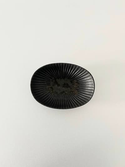 【美品】久野靖史　黒 楕円小鉢　1 画像1