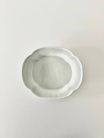 【美品】 新道工房　白磁木瓜形皿（大） 画像1