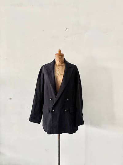 SACRA　RUSTIC LINEN JACKET　リネンジャケット　サイズ38　ネイビー　 画像1