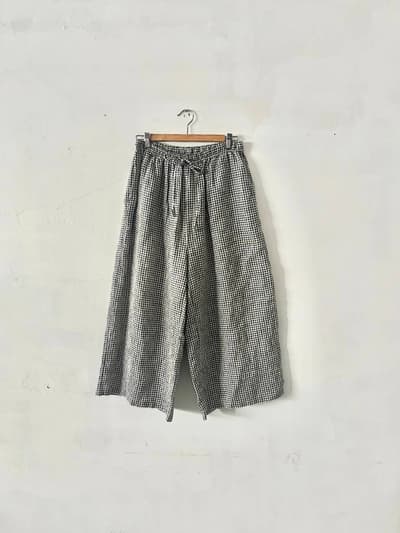 【美品】SOIL　LINEN GINGHAM WIDE EASY PANTS  サイズ１ 画像1