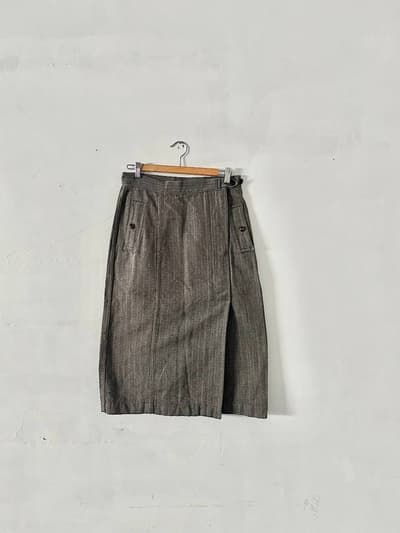 【美品】45R　コットンヘリンボンのタイトスカート（インディゴ）サイズ2　　 画像1