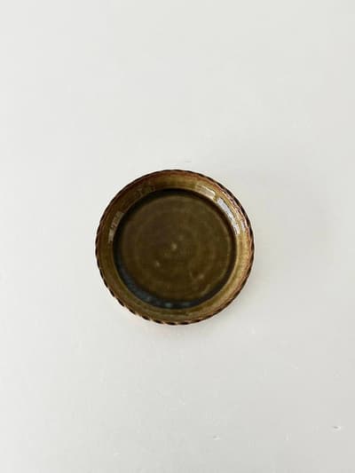 【美品】ネギシ製陶　縁取り皿5寸　飴　 画像1