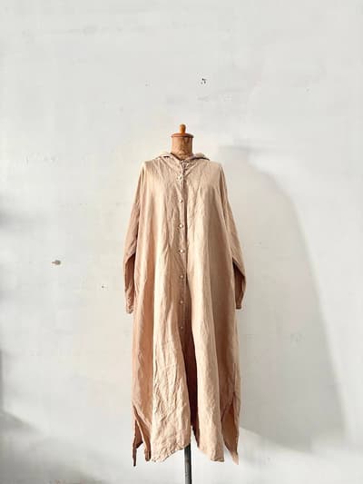 nestRobe　高密度セーラーカラーワンピース　ベージュ　リネン　 画像1