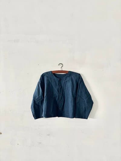ヂェン先生の日常着　ノーカラージャケット　インディゴ　サイズM　 画像1