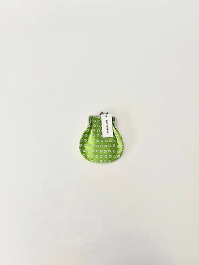 【北欧】未使用　marimekko　がま口　黄緑　PIENI KUKKARO 画像1
