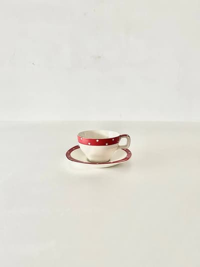 【イギリスヴィンテージ】 MIDWINTER RED DOMINO　カップ＆ソーサー 画像1