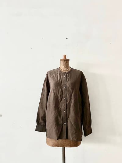 北欧暮らしの道具店　バンドカラー　シフォンブラウス 画像1