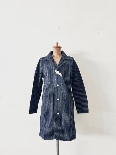 【未使用】caqu　デニムストライプ  ショップコート　サイズ1  画像1