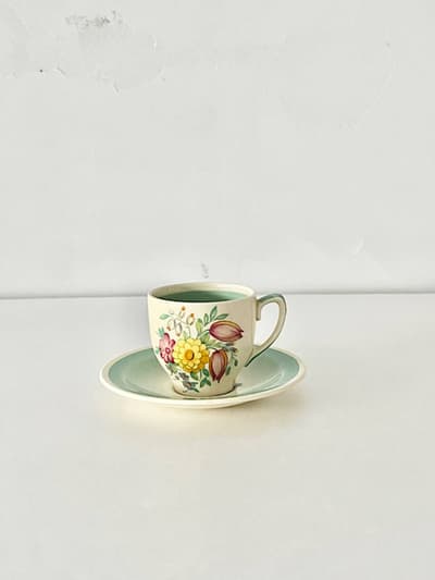 【イギリスヴィンテージ】Susie Cooper 　スワンシースプレイ　デミタス　C&S　 画像1