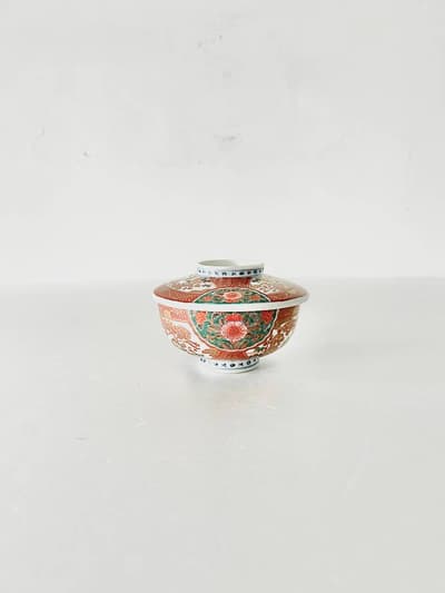 【骨董】古伊万里　蓋付き茶碗　色絵　④ 画像1