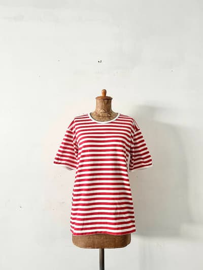 marimekko　ボーダーカットソー　半袖　赤白 画像1