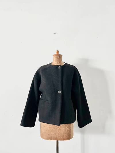 Rai-Atelier　ビーバーメルトンショートコート　BLACK　 画像1
