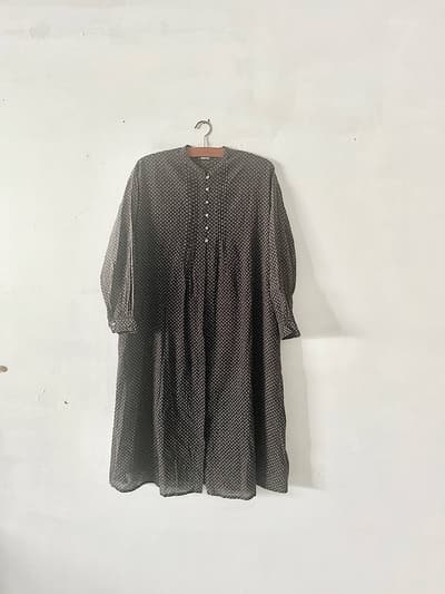PARICI　総柄バンドカラーワンピース　サイズF　綿100％ 画像1