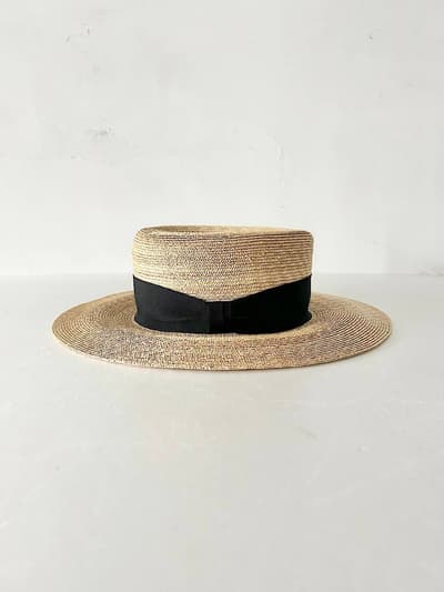 【未使用】Nine Tailor　フラットロングブリムグログラン ストローハット 画像1