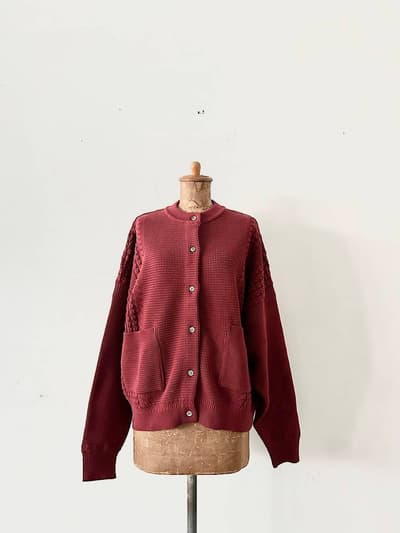【未使用】YASHIKI 　Akigumo　カーディガン　BURGUNDY　サイズS 画像1