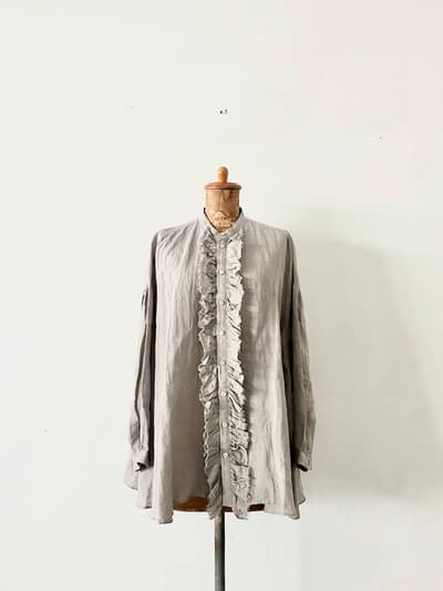【未使用】suzuki takayuki frilled blouse　Silver Grey 画像1
