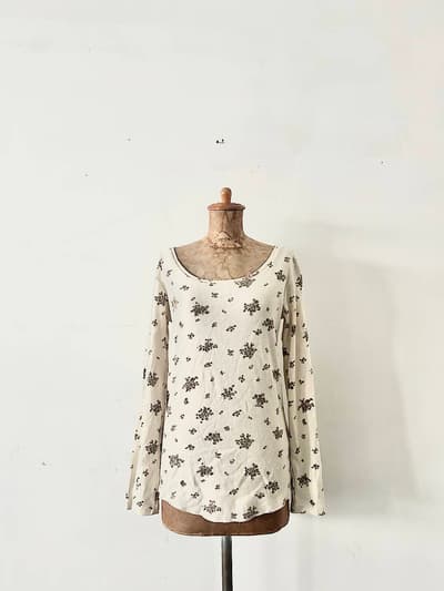 TOUJOURS　花柄プルオーバー　コットンウール　フリーサイズ 画像1