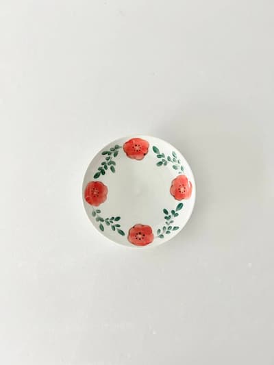 【美品】米満麻子　5.5寸皿　ひなげし　 画像1